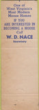 Matchbook Cover - Moose Lodge Beckley WV