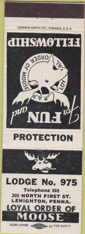 Matchbook Cover - Moose Lodge Lehighton PA