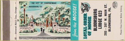 Matchbook Cover - Moose Lodge Bloomsburg PA