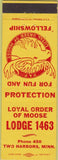Matchbook Cover - Moose Lodge Two Harbors MN