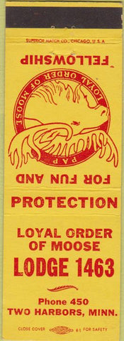 Matchbook Cover - Moose Lodge Two Harbors MN