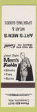 Matchbook Cover - Art's Men's Clothes Sporting Goods Claresholm AB