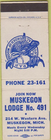Matchbook Cover - Moose Lodge Muskegon MI
