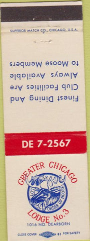 Matchbook Cover - Moose Lodge Chicago IL #3
