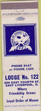 Matchbook Cover - Moose Lodge East Liverpool OH