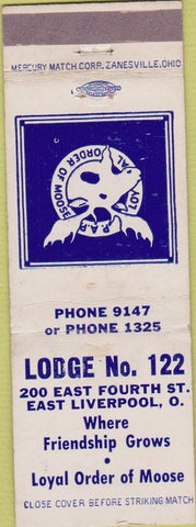 Matchbook Cover - Moose Lodge East Liverpool OH