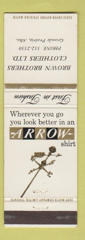 Matchbook Cover - Arrow Men's Clothes Shirts Grande Prairie AB