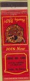 Matchbook Cover - Moose Lodge Crosby ND
