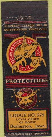 Matchbook Cover - Moose Lodge Burlington IA