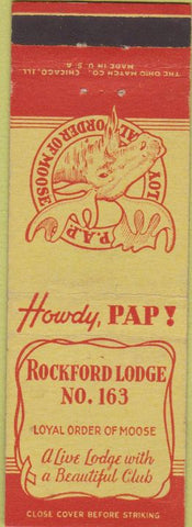 Matchbook Cover - Moose Lodge Rockford IL?