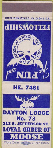 Matchbook Cover - Moose Lodge Dayton Beavercreek OH