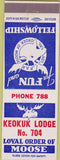 Matchbook Cover - Moose Lodge Keokuk IA
