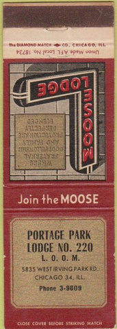 Matchbook Cover - Moose Lodge Chicago IL WEAR