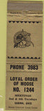 Matchbook Cover - Moose Lodge Sabina OH
