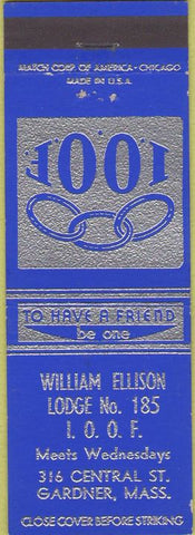 Matchbook Cover - Odd Fellows Lodge Gardner MA