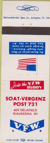 Matchbook Cover - VFW Waukesha WI