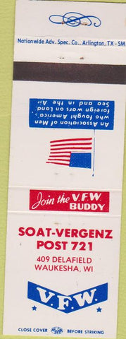 Matchbook Cover - VFW Waukesha WI
