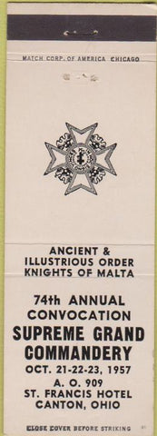 Matchbook Cover - Knights of Malta Canton OH