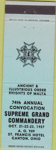 Matchbook Cover - Knights of Malta Canton OH