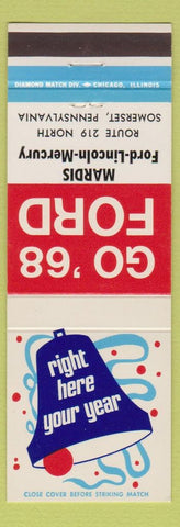 Matchbook Cover - 1968 Ford Mardis Lincoln Mercury Somerset PA
