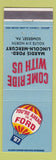 Matchbook Cover - 1967 Ford Mardis Lincoln Mercury Somerset PA