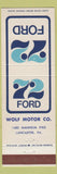 Matchbook Cover - 1972 Ford Wolf Motors Lancaster PA