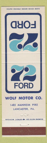 Matchbook Cover - 1972 Ford Wolf Motors Lancaster PA