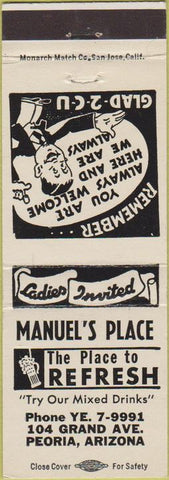 Matchbook Cover - Manuel's Place Peoria AZ