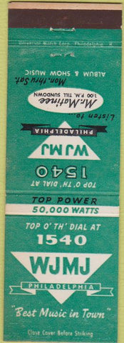 Matchbook Cover - 1540 WJMJ Philadelphia PA Radio
