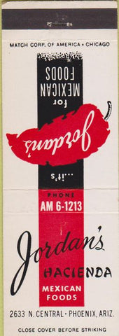 Matchbook Cover - Jordan's Haciena Mexican Food Phoenix AZ