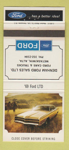 Matchbook Cover - 1969 Ford LTD Denham Wetaskiwin AB WEAR 30 Strike
