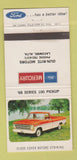Matchbook Cover - 1968 Ford 100 Pickup Dun Rite Lacombe AB WEAR 30 Strike