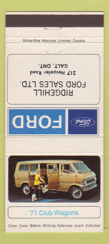 Matchbook Cover - 1971 Ford Club Wagon Galt ON 30 Strike