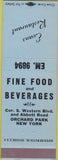 Matchbook Cover - Evans Restaurant Orchard Park NY