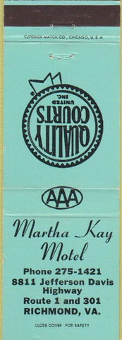 Matchbook Cover - Martha Kay Motel Richmond VA