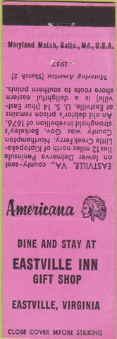Matchbook Cover - Eastville Inn Gift Shop Eastville VA
