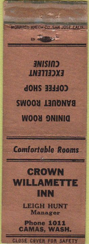 Matchbook Cover - Crown Willamette Inn Camas WA WEAR