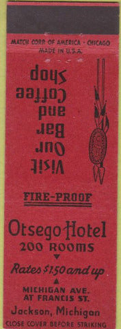 Matchbook Cover - Otsego Hotel Jackson MI