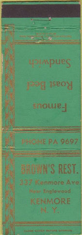 Matchbook Cover - Brown's Restaurant Kenmore NY
