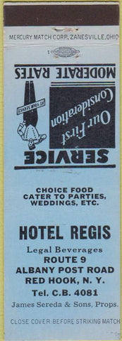 Matchbook Cover - Hotel Regis Red Hook NY