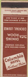 Matchbook Cover - Columbia Hotel Portland ME