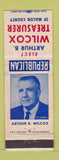 Matchbook Cover - Arthur B Wilox Treasurer Macon County Decatur IL WORN