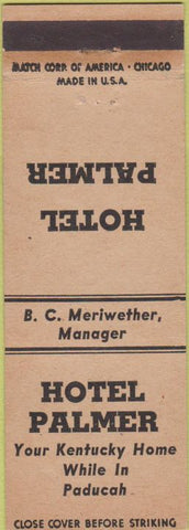 Matchbook Cover - Hotel Palmer Paducah KY