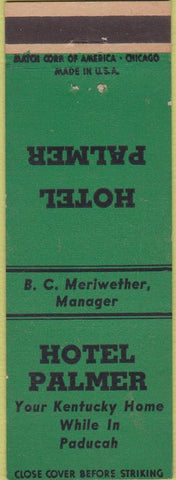Matchbook Cover - Hotel Palmer Paducah KY