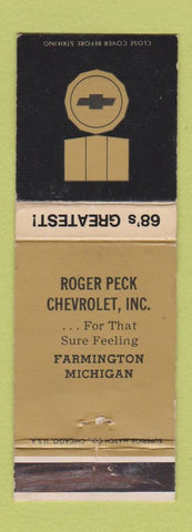 Matchbook Cover - 1968 Chevrolet Roger Peck Farmington MI WEAR