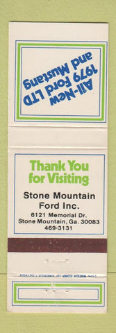 Matchbook Cover - 1979 Ford Stone Mountain GA