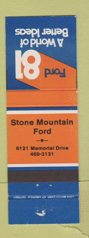 Matchbook Cover - 1981 Ford Stone Mountain GA
