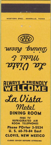 Matchbook Cover - La Vista Motel Clovis NM