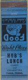Matchbook Cover - Hub's Luncgh Tioga PA wear
