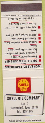 Matchbook Cover - Shell Oil Gas  Bettendorf IA